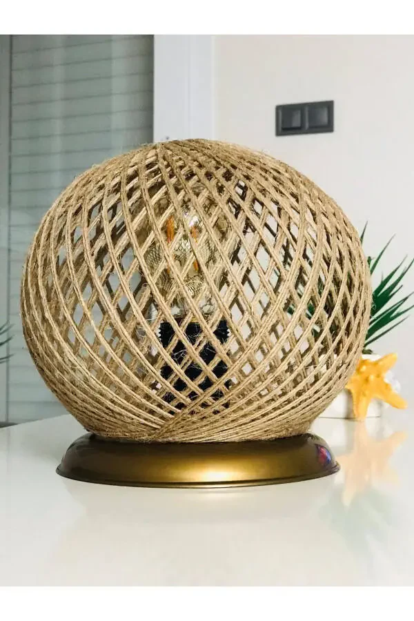 Plastic Gold Sphere Lampshade Wicker Ball Lighting - 6
