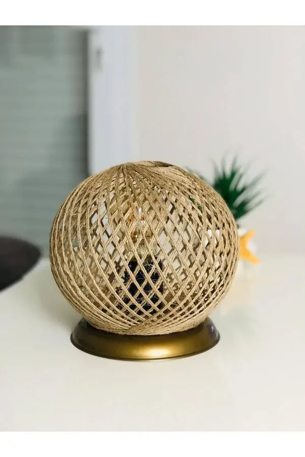 Plastic Gold Sphere Lampshade Wicker Ball Lighting - 7