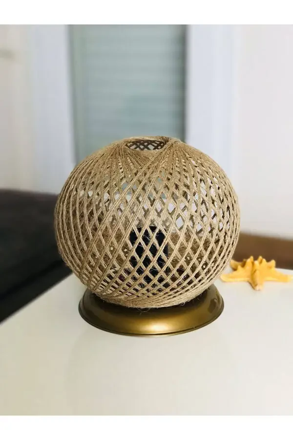 Plastic Gold Sphere Lampshade Wicker Ball Lighting - 8