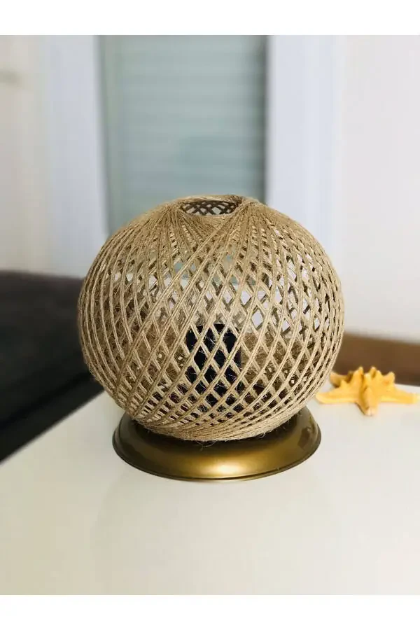 Plastic Gold Sphere Lampshade Wicker Ball Lighting - 3