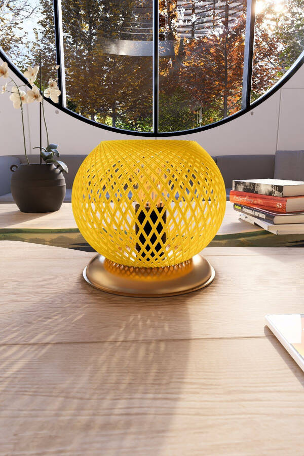 Plastic Gold Sphere Lampshade Yellow Ball Lighting - 2