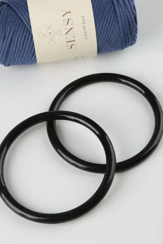 Plastic Round Bag Handle 12 Cm Black - 5