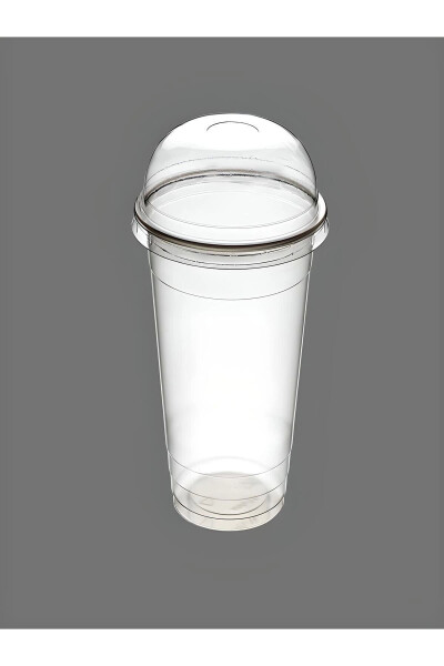 Plastic Transparent Cup with Lid Milkshake Cup Coffee Cup Cold Drink Cup 400-450ml 20 Pieces - 2