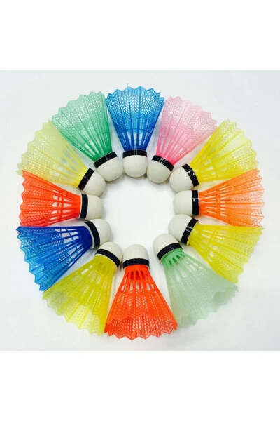 Plastik Mantar Başlı Badminton Topu 12 ADET-ÇOK RENKLİ - WATSING