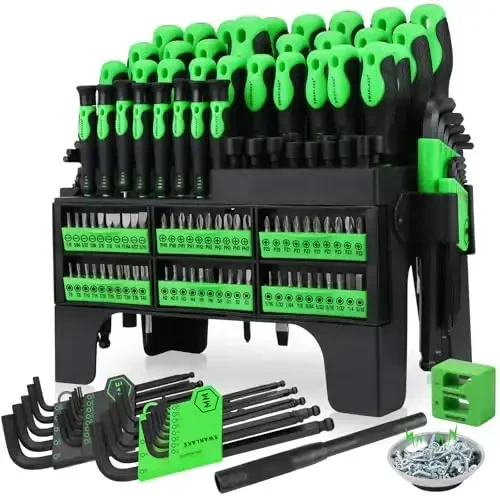 Plastik tokchali 141 dona magnitli tornavida to'plami, Torx/Slotted/Phillips aniqlikdagi tornavidalari, SAE va metrik olti qirrali kalitlar to'plami, Ratchet tutqichi va tornavida uchlari, sovg'a uchun DIY asboblari - 1