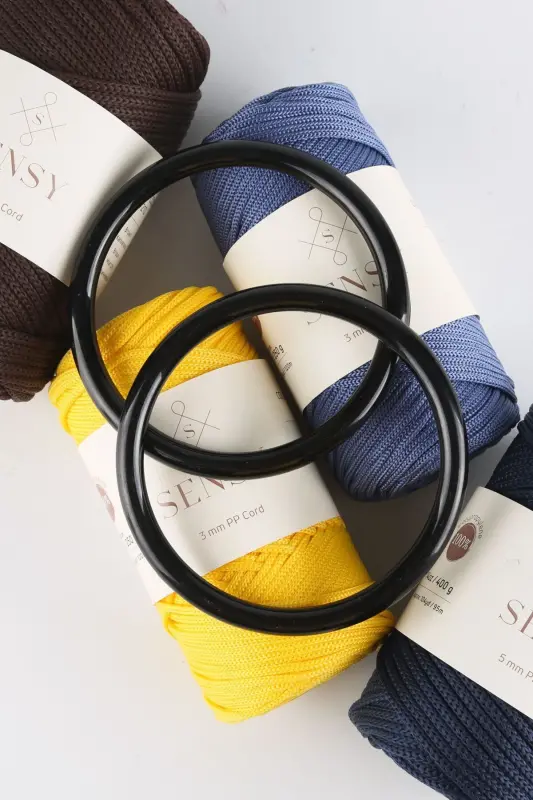 Plastik Yuvarlak Çanta Sapı 12 Cm Siyah - SENSY