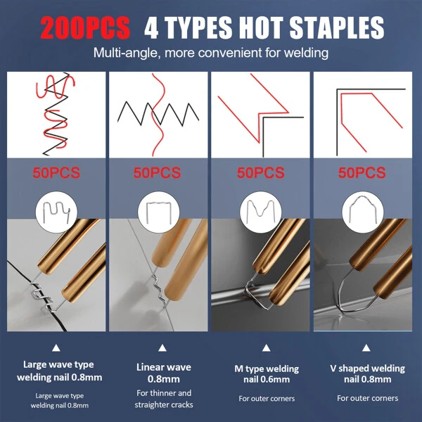 Plastmassa payvandchi issiq shtapler avtomobil bamperi elektron payvandlash ta'mirlash vositasi - 8