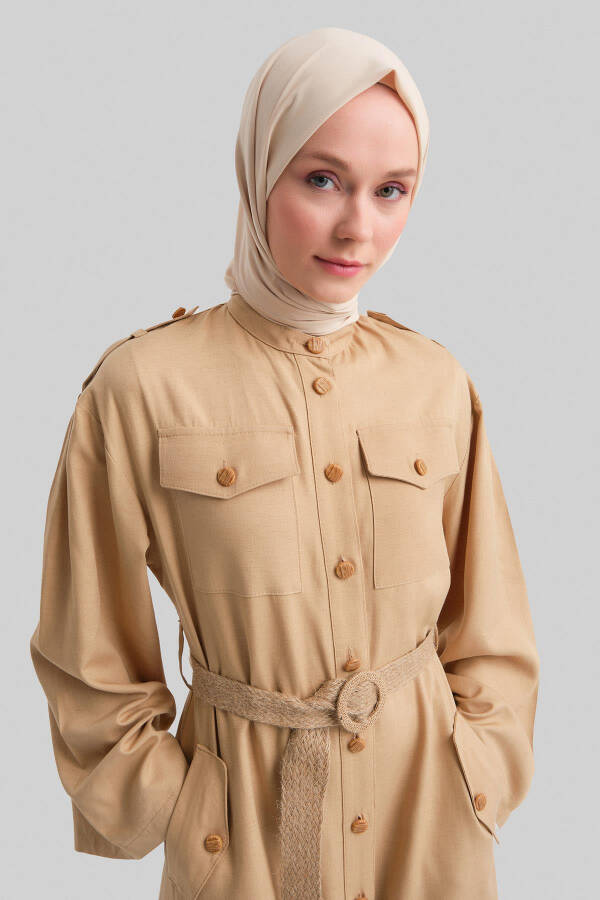 Платье Армине из соломы с поясом 24Y9817 Бежевый - 1