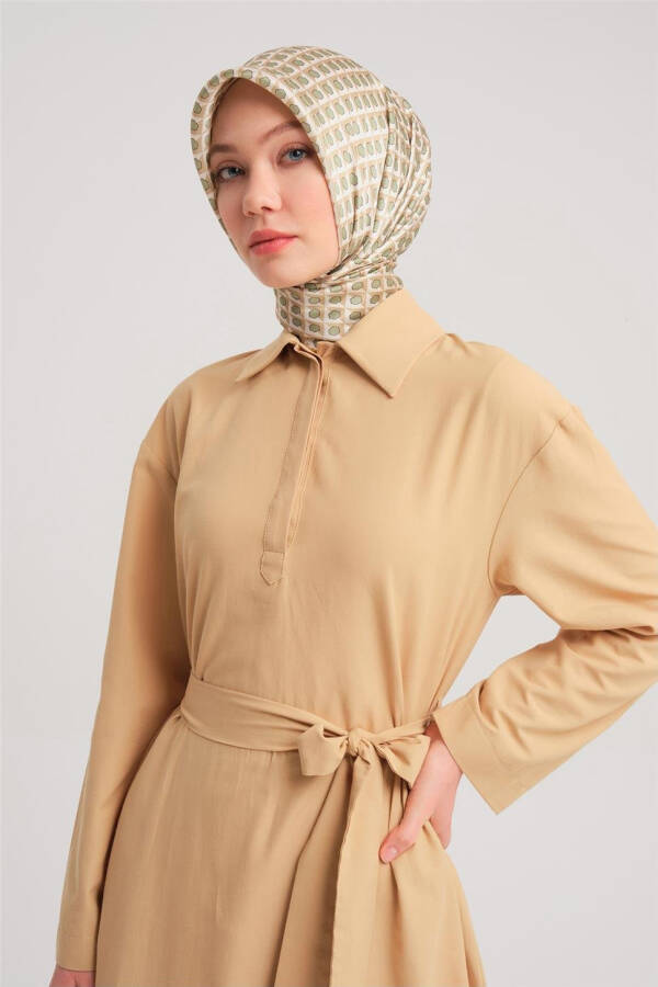 Платье Армине с воротником поло из хлопка 24Y9822 Camel - 10