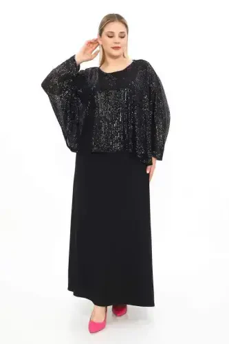 Платье большого размера с накидкой - 1