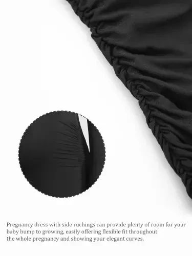 Платье для беременных Smallshow Side Ruched с длинным рукавом. - 5