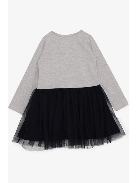 Платье для девочек с длинным рукавом из тюля с принтом бежевый меланж (1,5-3 года) - LC WAIKIKI (1)