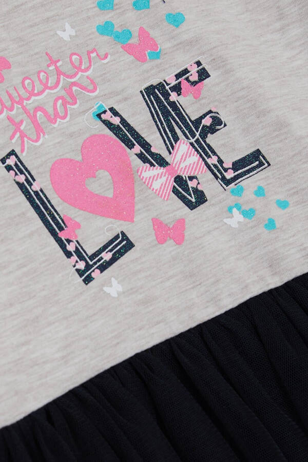 Платье для девочек с длинным рукавом из тюля с принтом бежевый меланж (1,5-3 года) - 8