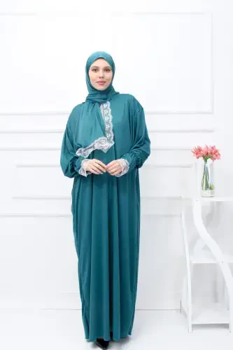 Платье для намаза для женщин в хиджабе - зеленое - 2