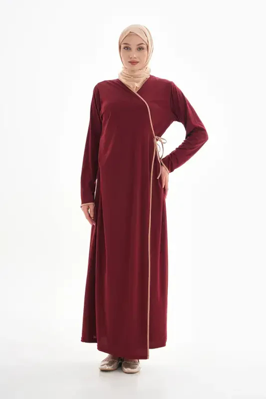Платье для намаза с боковой завязкой - бордовый - MEDIPEK