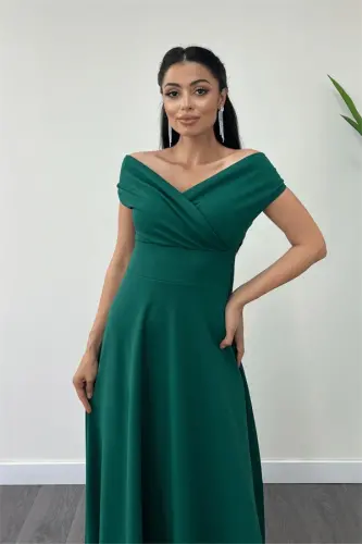 Платье-рубашка Kayık Yaka Kiloş — Изумрудно-зелёный - 2