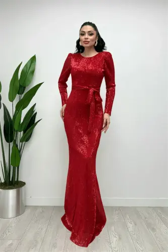 Платье рыбка из тюля и пайеток - КРАСНЫЙ - 3