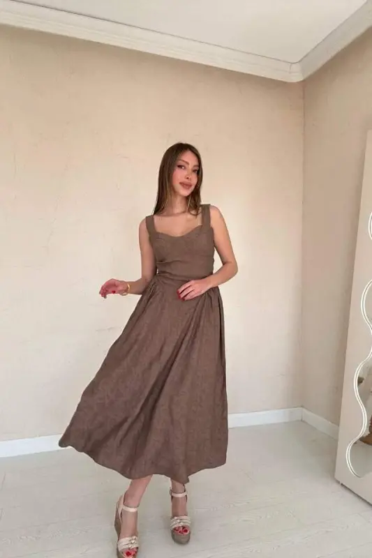 Платье с кулисками по бокам и чашечками на груди из визона - 1