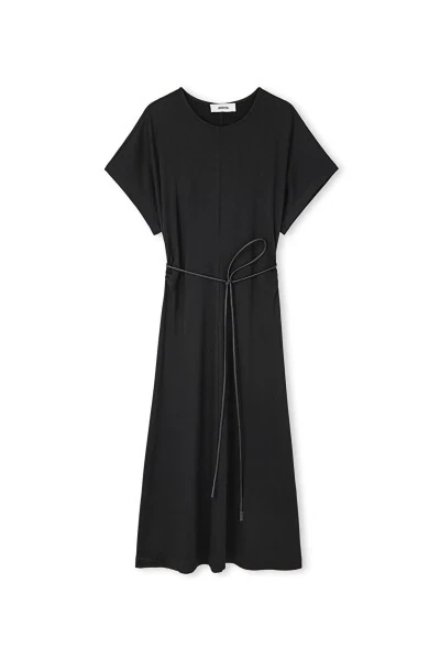 Платье с поясом из искусственной кожи - 3