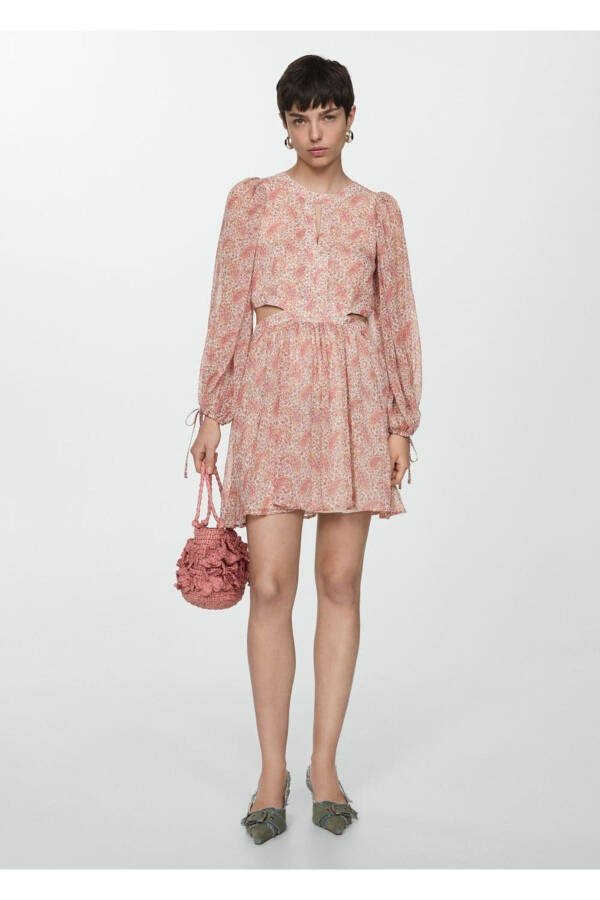 Платье с разрезом и принтом в виде шали - 2