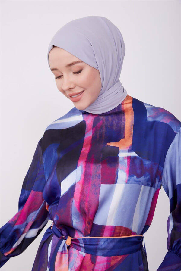 Платье с рисунком 23k9714 Фиолетово-зеленое - 1