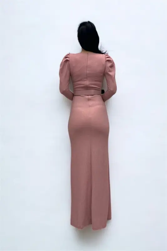 Платье с запахом, поясом - ПУДРА - 10