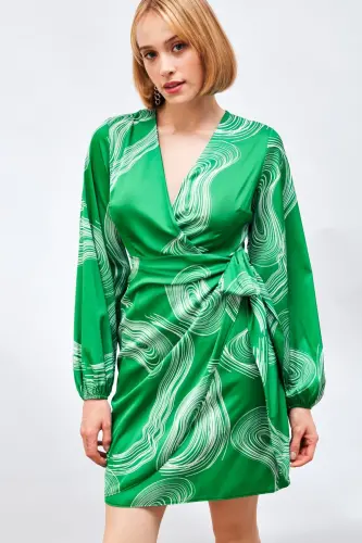 Платье с запахом - ЗЕЛЁНЫЙ - SATEEN (1)