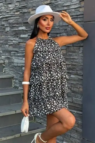 Платье шифоновое с оборками 2905-08 - 8