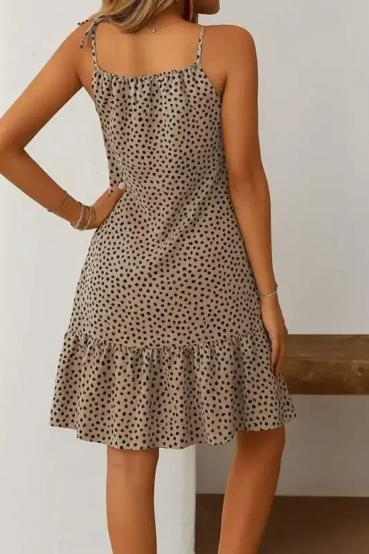 Платье-супрем с оборками с рисунком на бретелях через шею - 3