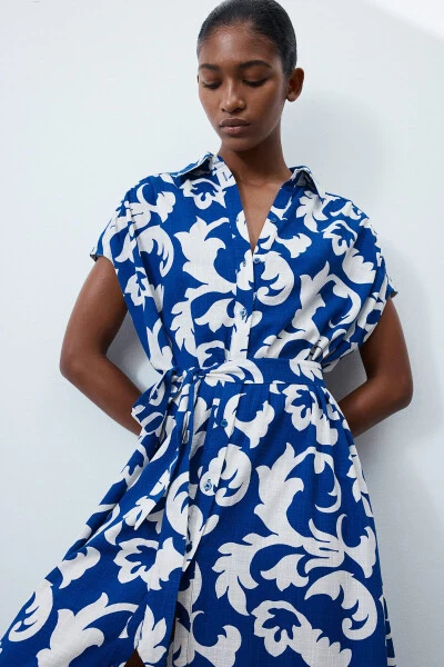 Платье свободного кроя с поясом - H&M (1)