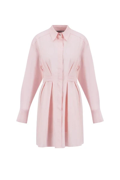 Платье-туника с рюшами из натуральной ткани 24k4300 Розовая - 6