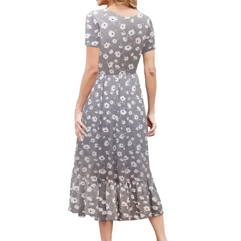 Платья для беременных Beaisland, короткий рукав, плиссированные, струящиеся, пляжные. - 3