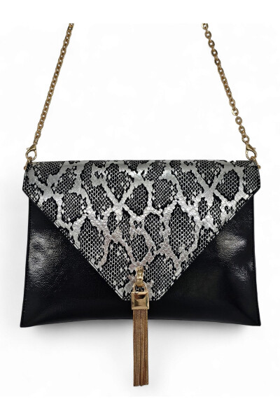 Platinum Snake Pattern Chain Strap Women's Portfolio & Clutch Bag - 5