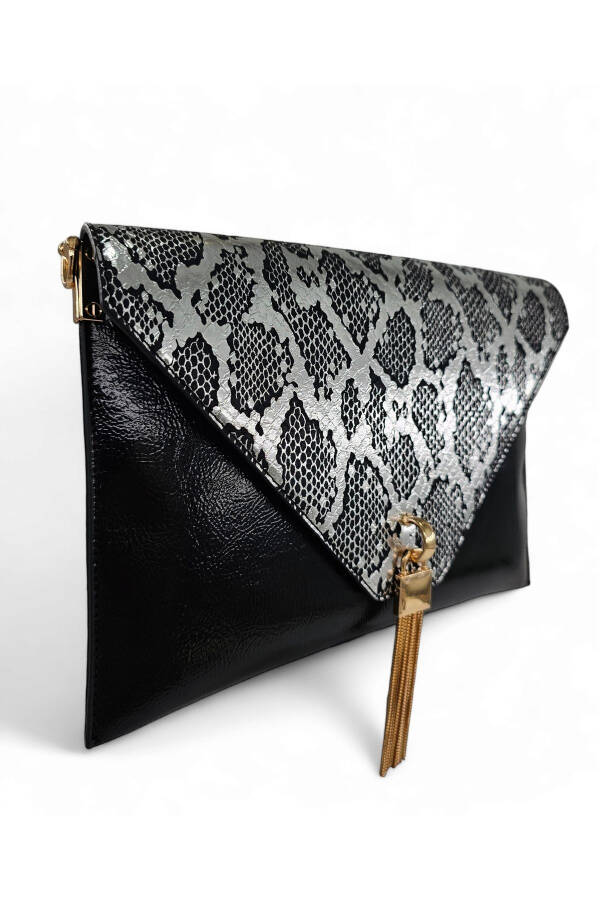 Platinum Snake Pattern Chain Strap Women's Portfolio & Clutch Bag - 7