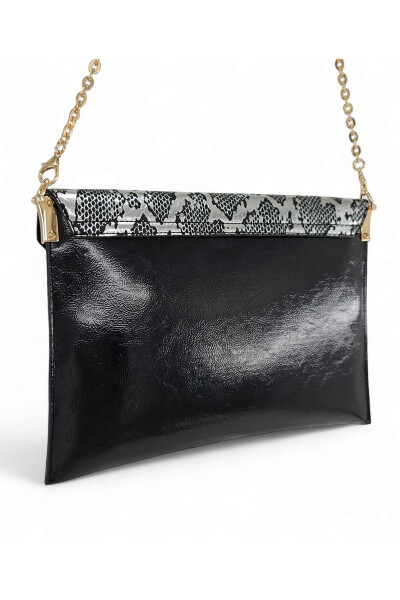 Platinum Snake Pattern Chain Strap Women's Portfolio & Clutch Bag - 4