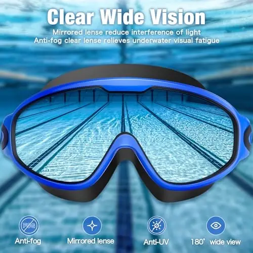 Плавательные очки Water Space Swim Goggles (2 шт.), для взрослых мужчин и женщин, антизапотевающие, с UV-защитой, герметичные, широкий обзор 180°, четкое зрение. - 8