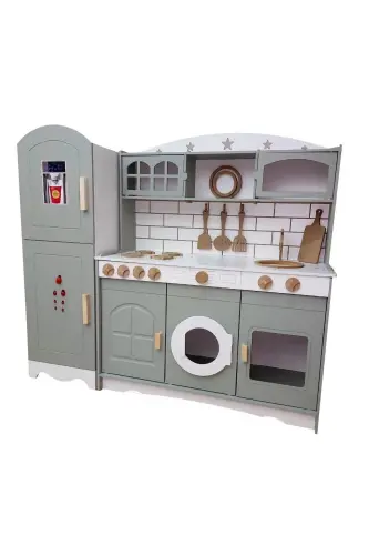Play Kitchen with Refrigerator (LIME GREEN) - HEDEF AHŞAP (1)