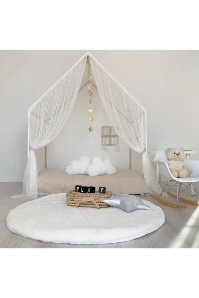 Playhouse with Curtains, White Montessori - PAMUKA