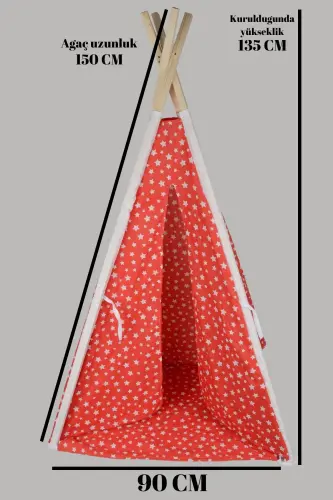 Playmate Indian Cotton Kids Play Tent-RED - 3