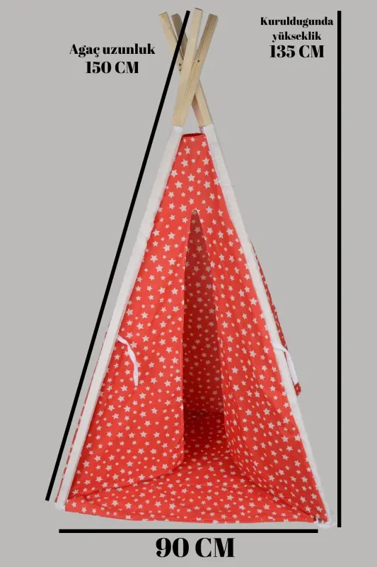 Playmate Indian Cotton Kids Play Tent-RED - 3