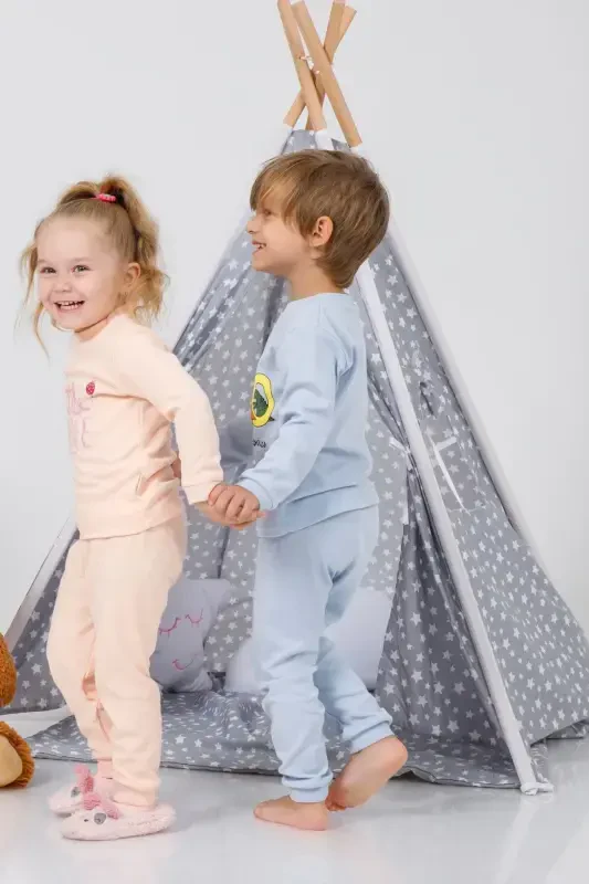 Playmate Indian Cotton Kids Teepee Tent-GRAY - 6