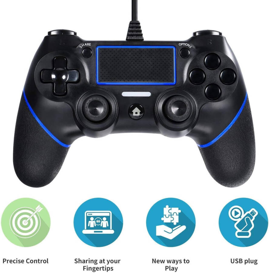 Playstation 4 için Kablolu Kontrol Cihazı, Profesyonel USB PS4 Kablolu Gamepad - 2