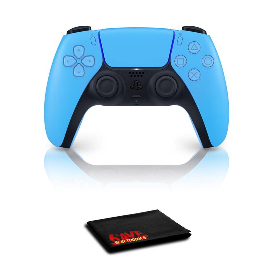 PlayStation 5 DualSense Wireless Controller (Starlight Blue) with 6Ave Cleaning Cloth - 8