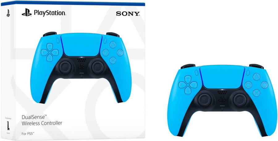 PlayStation 5, PS5 DualSense Wireless Controller - Starlight Blue Bundle with 6Ave Microfiber Cleaning Cloth - 11