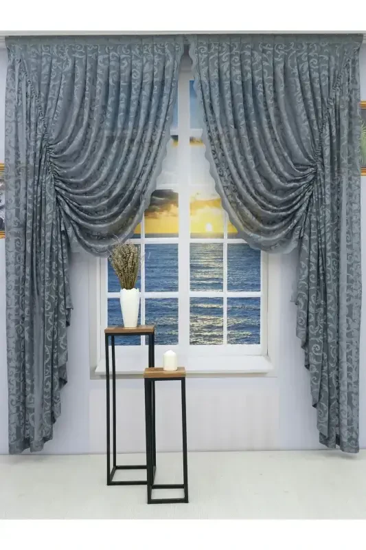 Pleated 2-Panel Sheer Curtain Grey - Artper Perdeniz