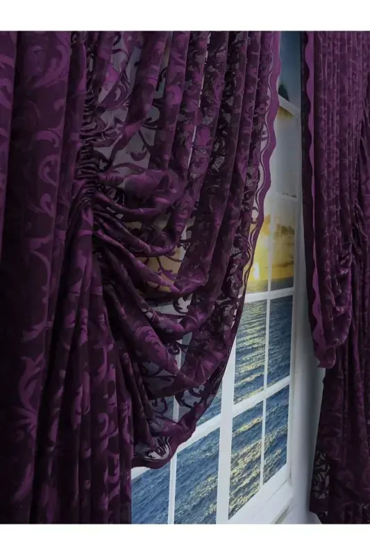 Pleated 2 Panel Tulle Curtain Lilac-Lilac - 4