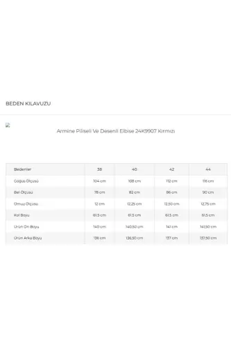 Pleated and Patterned Dress 24k9907 Red - 7