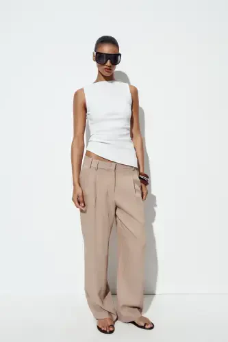 PLEATED ASYMMETRIC T-SHIRT-White - 1