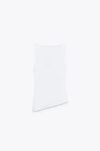 PLEATED ASYMMETRIC T-SHIRT-White - 7