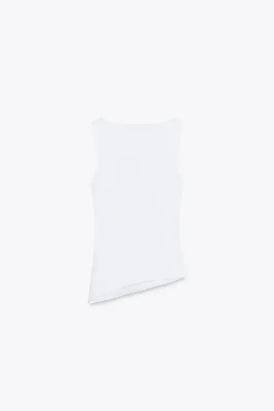 PLEATED ASYMMETRIC T-SHIRT-White - 7